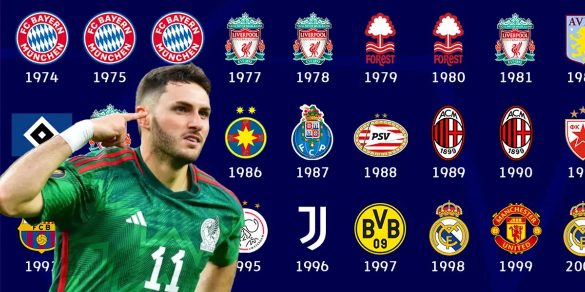 Santiago Giménez junto a clubes campeones de Champions League / FOTO IMAGO