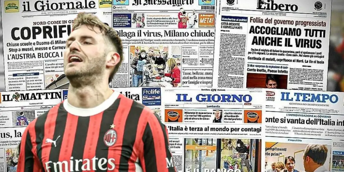 Santiago Giménez junto a diarios italianos / FOTO X