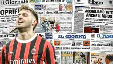 Santiago Giménez junto a diarios italianos / FOTO X