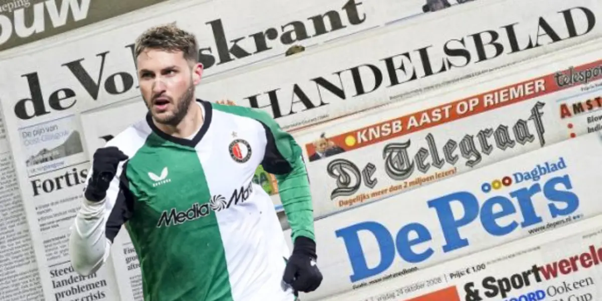 Santiago Giménez junto a diarios neerlandeses / FOTO X