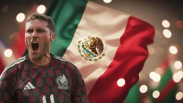 Santiago Giménez junto a la bandera de México / FOTO INSTAGRAM