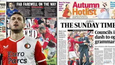 Santiago Giménez junto a la prensa de Inglaterra / FOTO TV Azteca