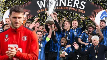 Santiago Giménez junto a los futbolistas de Atalanta / FOTO X