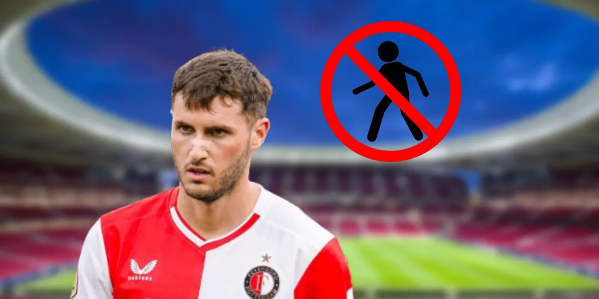 Santiago Giménez serio y logo de prohibición a su lado/ Foto March.