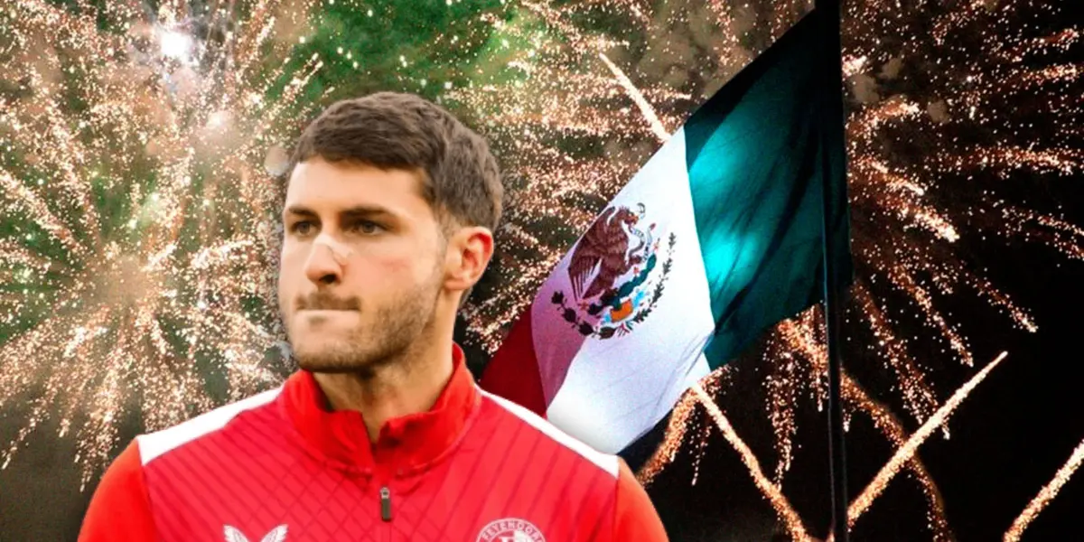 Santiago Giménez y bandera de México/Foto Escapadas.mx