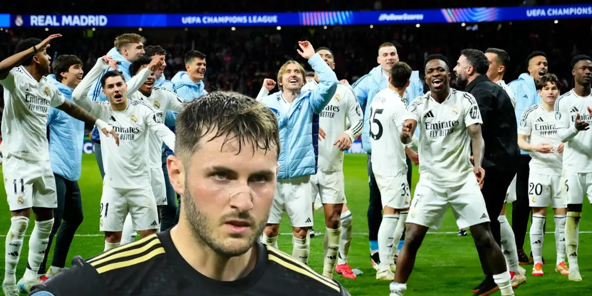 Santiago Giménez y jugadores del Real Madrid/ Foto Modric HQ.