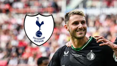 Santiago Giménez y logo del Tottenham/ Foto Quinta Fuerza.