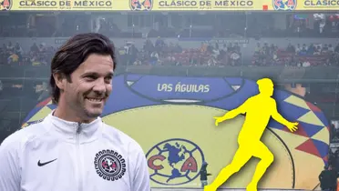 Santiago Solari y silueta de futbolista celebrando/ Foto Récord.