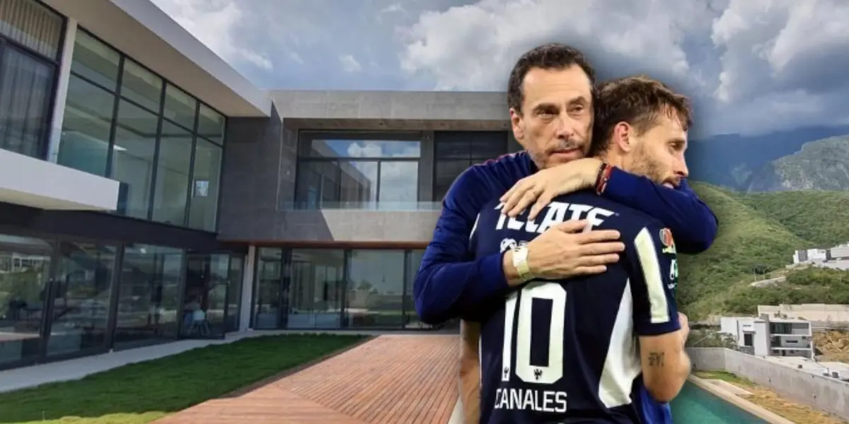 Sergio Canales abrazado y casa de lujo de fondo/Foto Propiedades.com