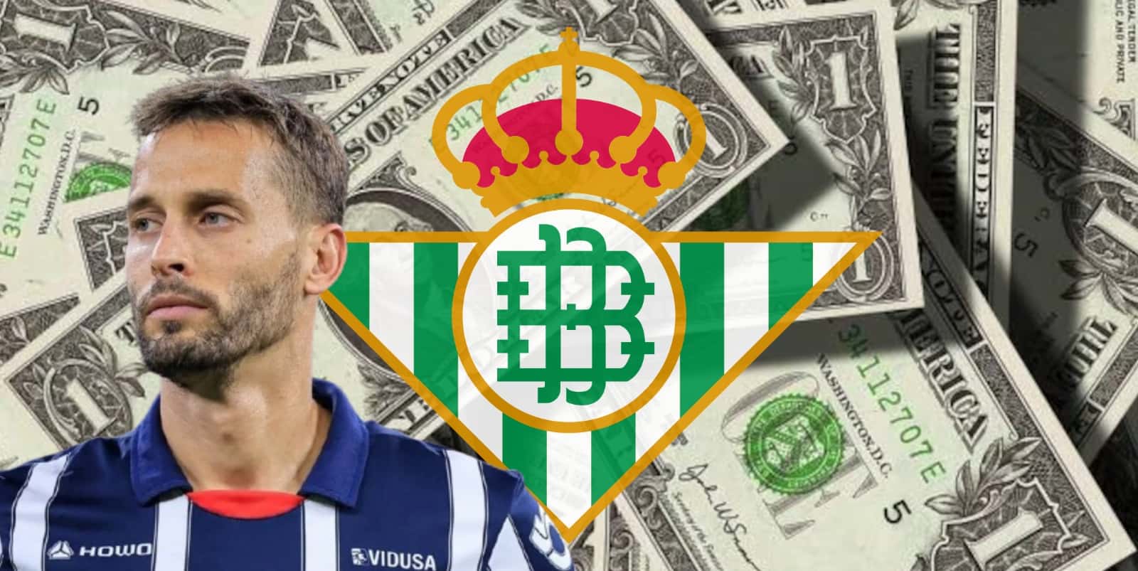 Sergio Canales junto al escudo del Real Betis / FOTO SOYFÚTBOL