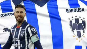 Sergio Ramos junto a jersey de Rayados / FOTO EL ESPAÑOL