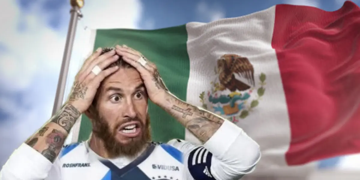 Sergio Ramos y bandera de México detrás/ Foto Minera La Cantera.