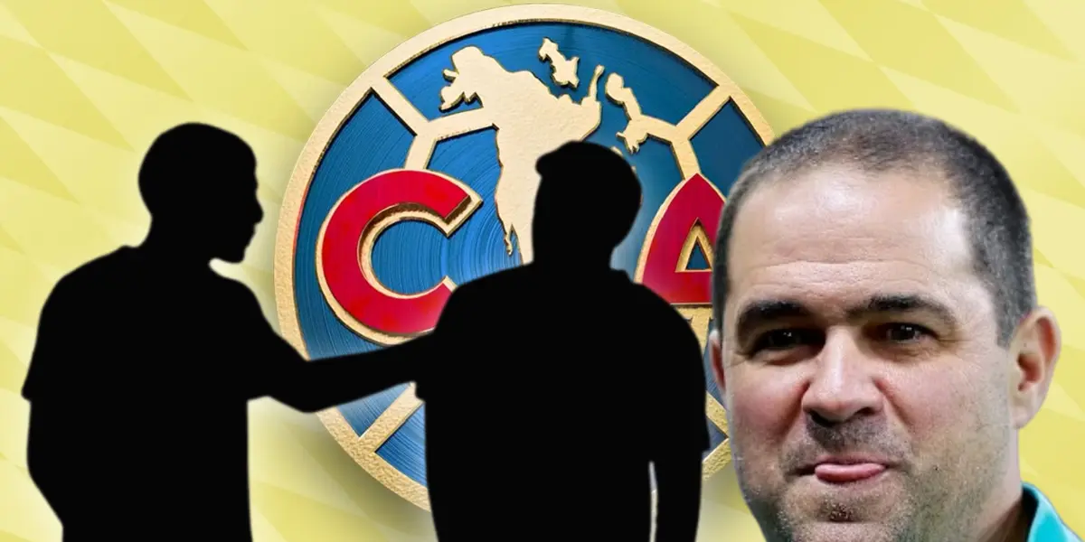 Silueta de dos futbolistas y André Jardine/Foto Club América.