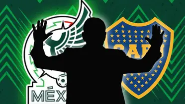 Silueta de entrenador y escudos de Selección Mexicana y Boca Juniors/ Foto Jesús Flotad.
