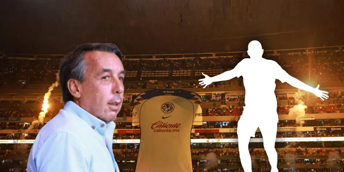 Silueta de futbolista celebrando y Emilio Azcárraga / Foto América y Ya.