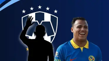 Silueta de futbolista con mano alzada y Román Martínez riendo/Foto Rayados.