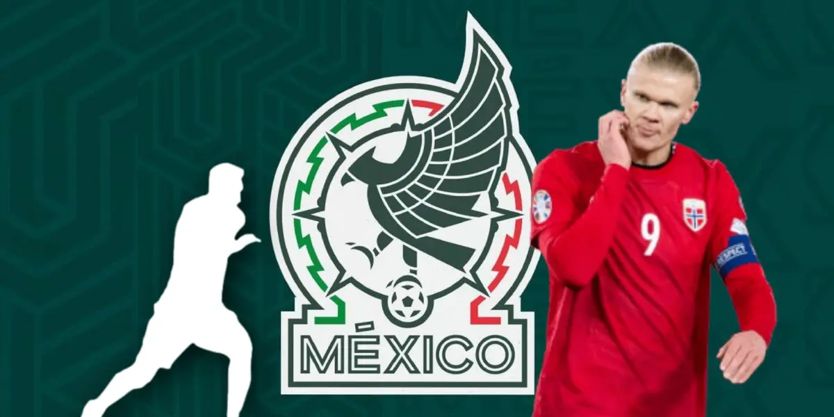 Silueta de futbolista, logo de Selección Mexicana y Erling Haaland/ Foto TV Azteca.