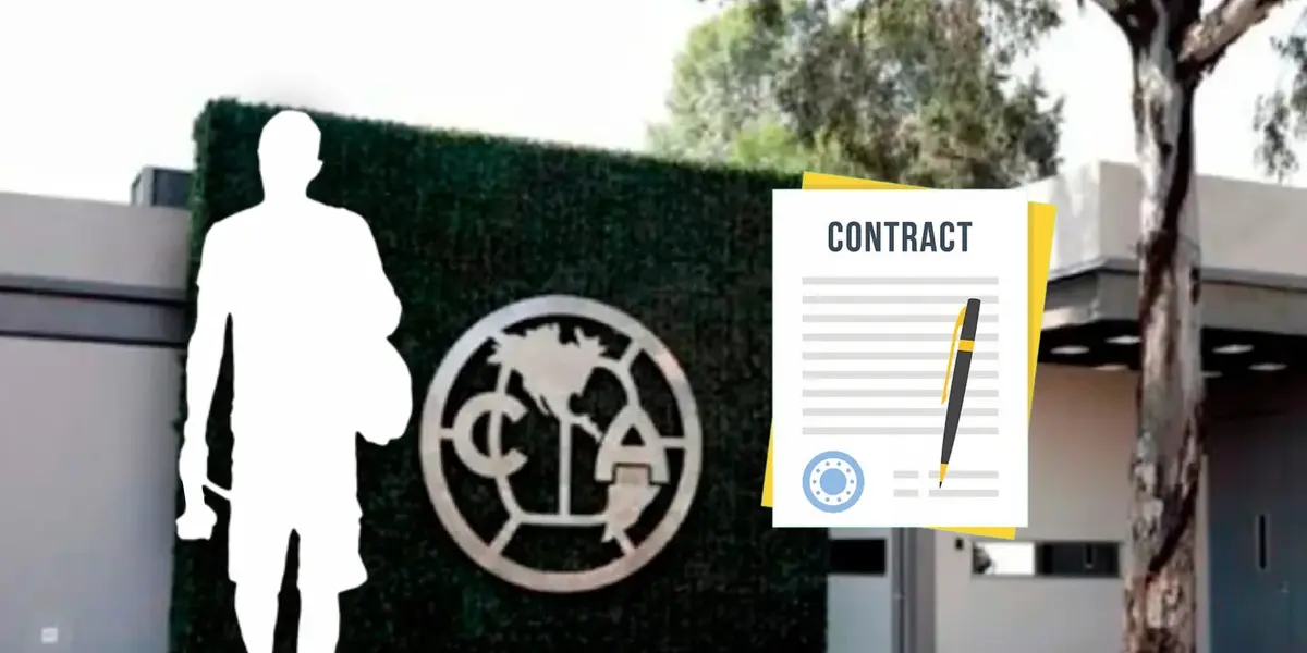 Silueta de futbolista y contrato animado/Foto Águilas Monumental.