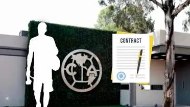 Silueta de futbolista y contrato animado/Foto Águilas Monumental.