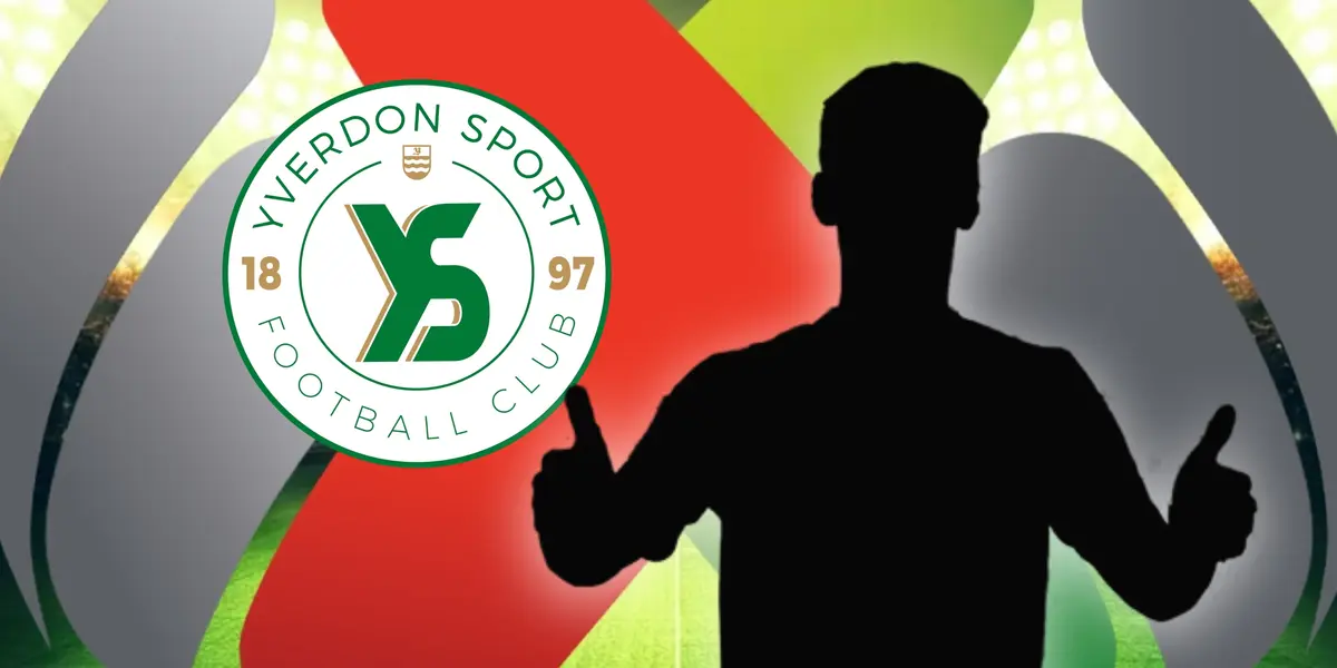 Silueta de futbolista y escudo del Yverdon Sport/ Foto Mediotiempo.