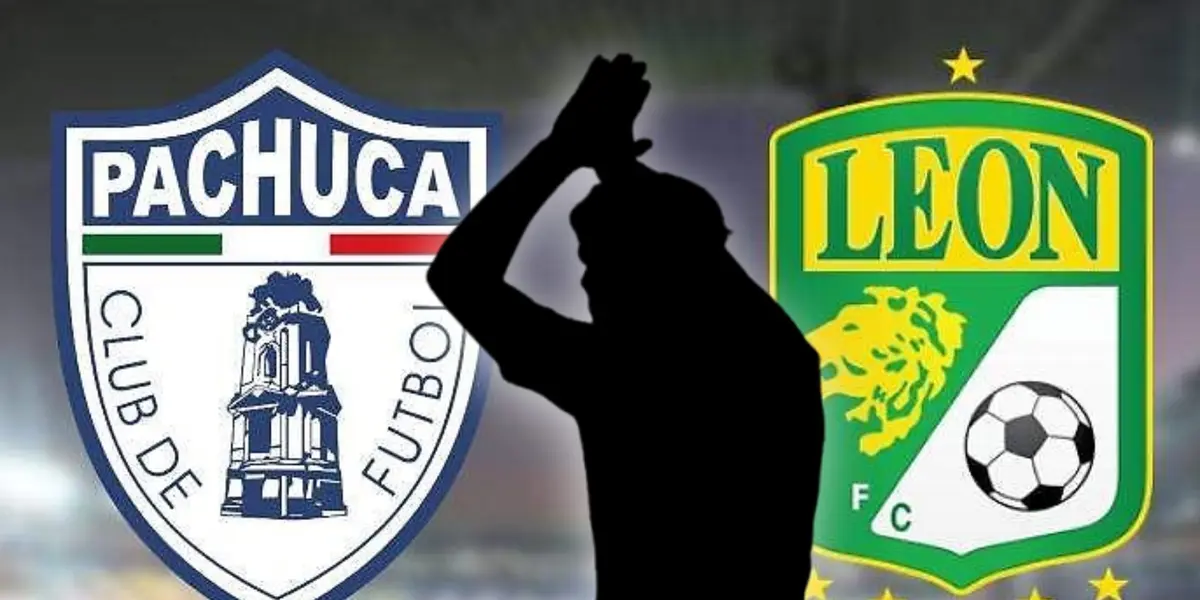 Silueta de futbolista y logos de Pachuca y León/Foto El Sol de México.