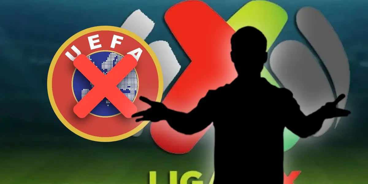 Silueta de hombre, logo de UEFA tachado/ Foto Cero Cero.