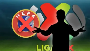 Silueta de hombre, logo de UEFA tachado/ Foto Cero Cero.
