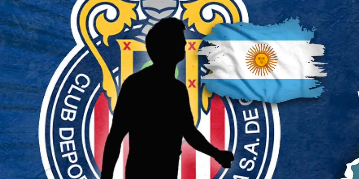 Silueta de jugador, bandera de Argentina y logo de Chivas/Foto Apuntes de Rabona.