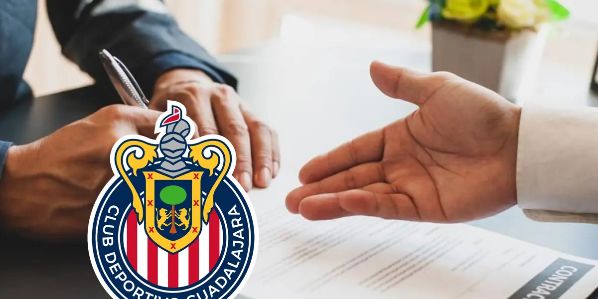 Simulación de firma de contrato y escudo del Guadalajara/ Foto revista Estrategias y Negocios.