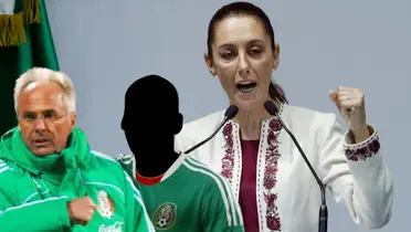 Sven Eriksson y futbolista incógnito del Tri junto a Claudia Sheinbaum / FOTO EL PAÍS