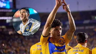 Uriel Antuna festejando con camiseta de Tigres y LA Galaxy/ Foto Marca.