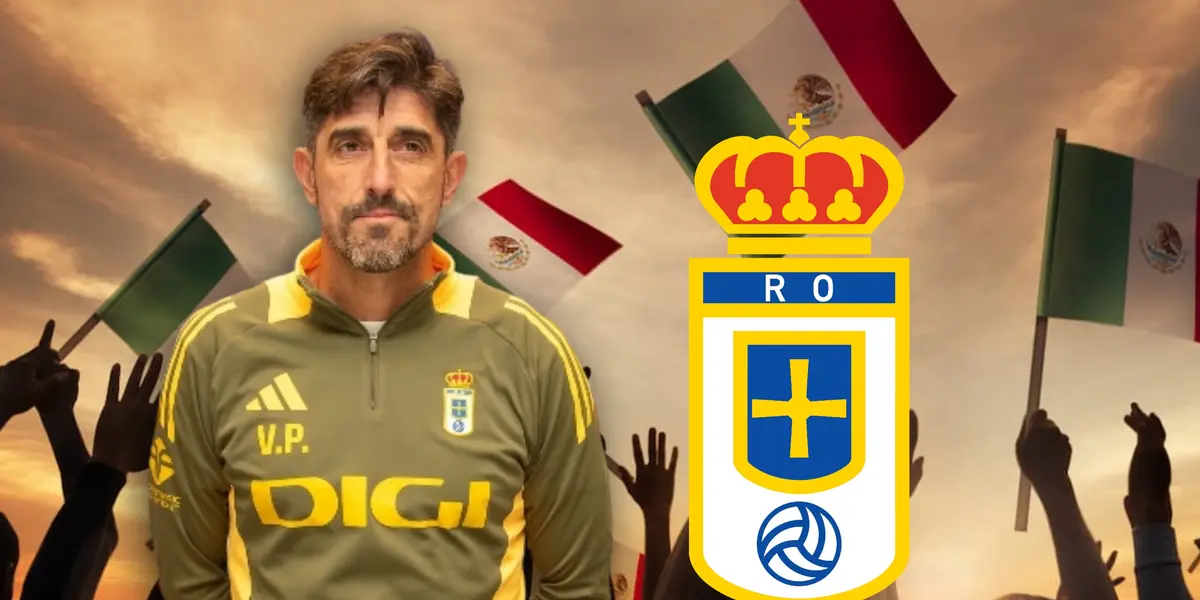 Veljko Paunovic y escudo del Real Oviedo/Foto Princess Hotel.