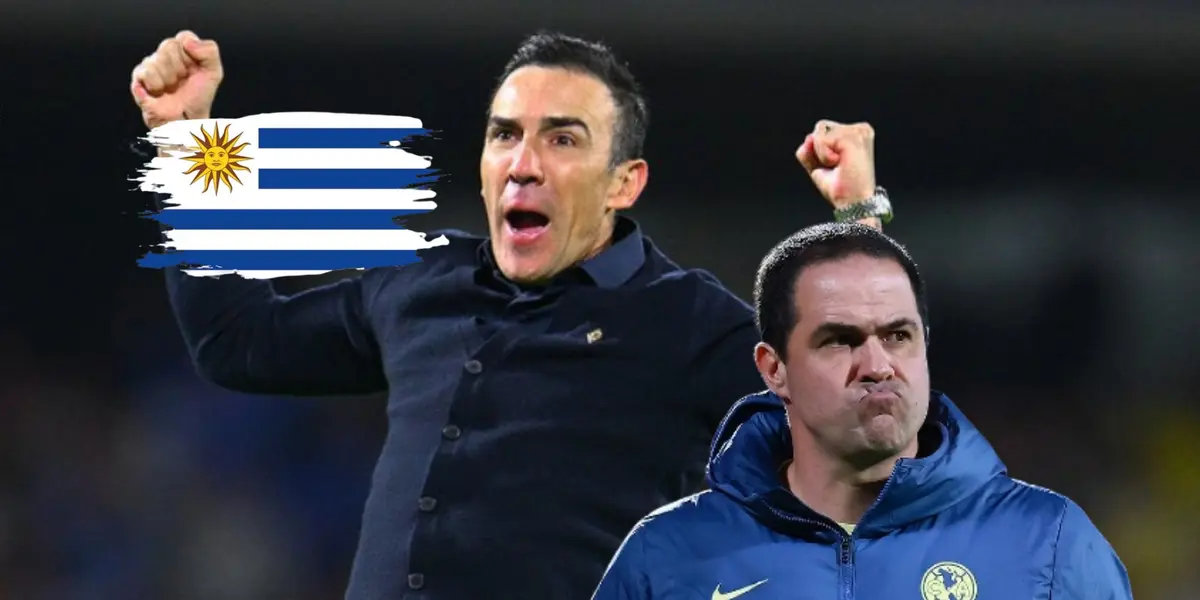 Vicente Sánchez festejando, André Jardine y bandera de Uruguay/ Foto Champions Cup.