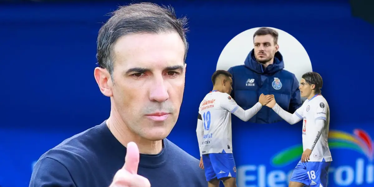 Vicente Sánchez, jugadores de Cruz Azul y Martín Anselmi/ Foto Bolavip.