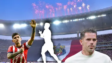 Víctor Guzmán, Fernando Gago y silueta de futbolista/ Foto Excélsior.