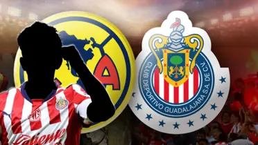 Víctor Guzmán junto a los escudos de América y Chivas / FOTO 90 MIN