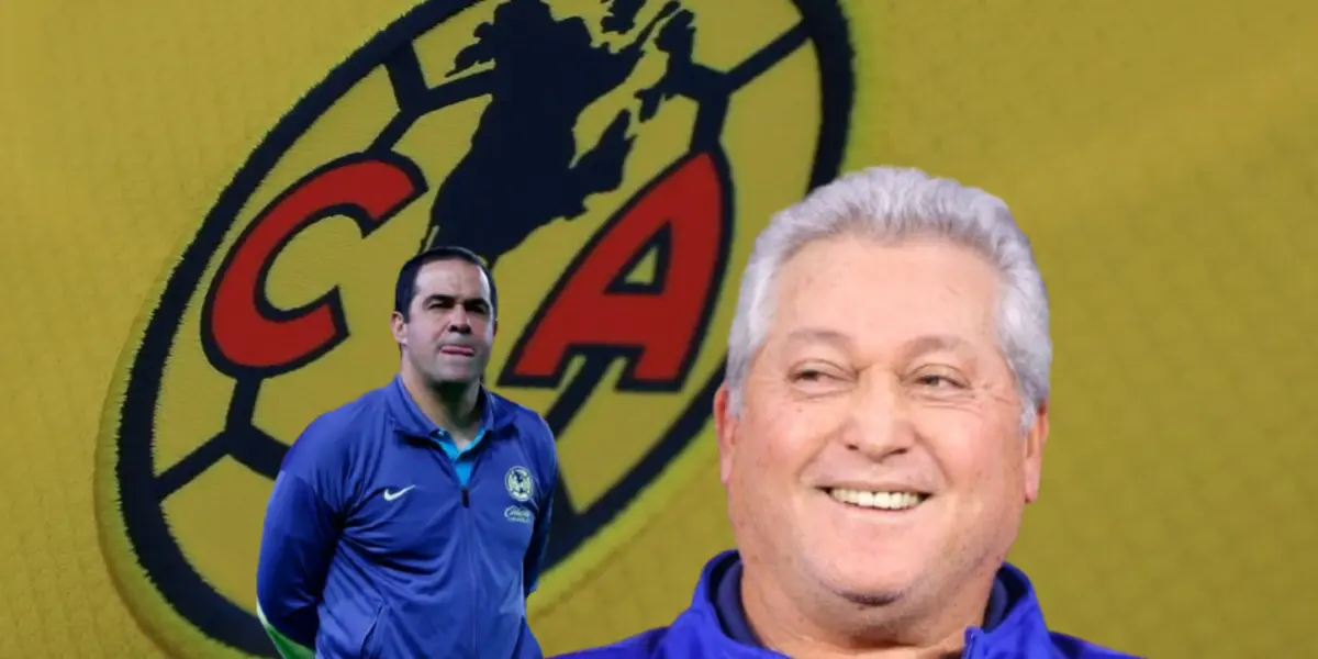 Víctor Manuel Vucetich riendo y André Jardine/Foto Club América.