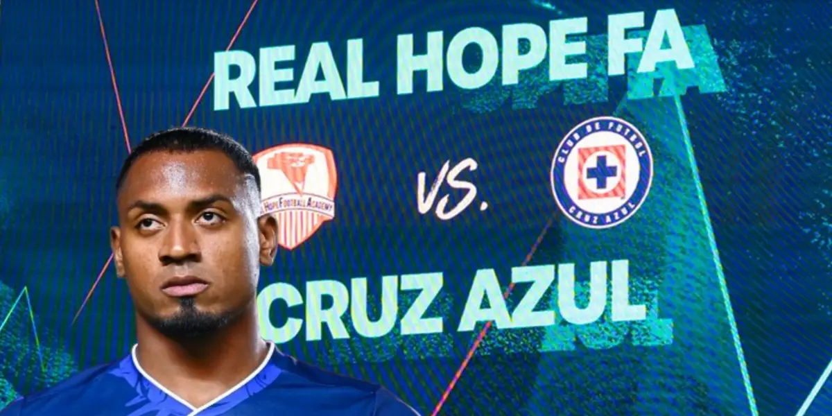 Willer Ditta y pantalla de Cruz Azul contra Real Hope/ Foto Concacaf Champions Cup.