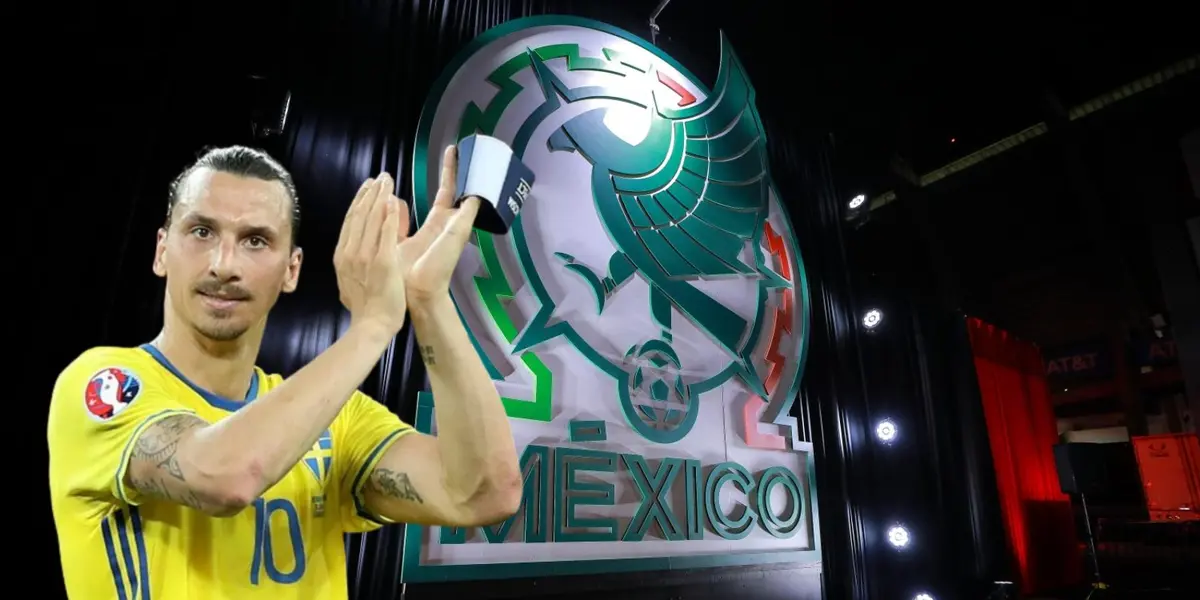 Zlatan Ibrahimovic junto al escudo de la Selección Mexicana / FOTO AP
