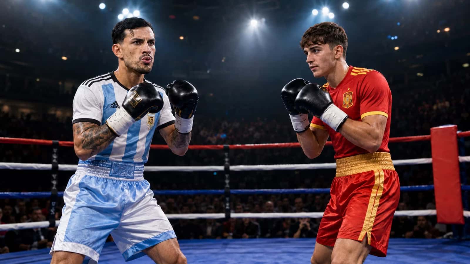 Los jugadores españoles mostraron una pancarta que proponía un combate entre Gavi y Leandro Paredes.