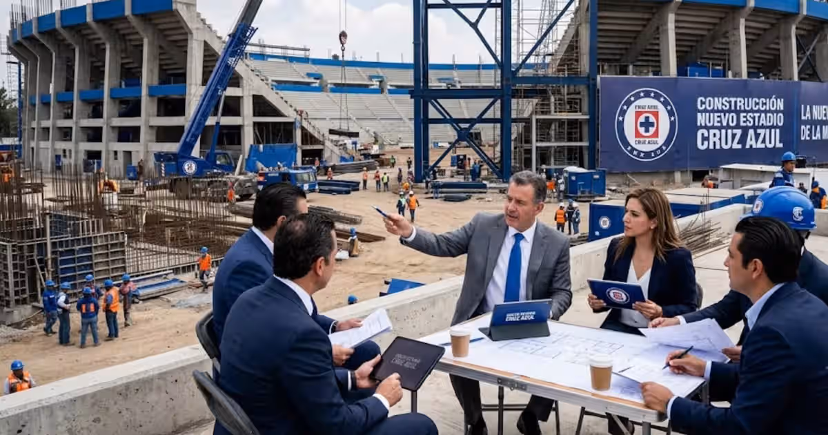 Empresarios negociando sobre la construcción del nuevo estadio de Cruz Azul