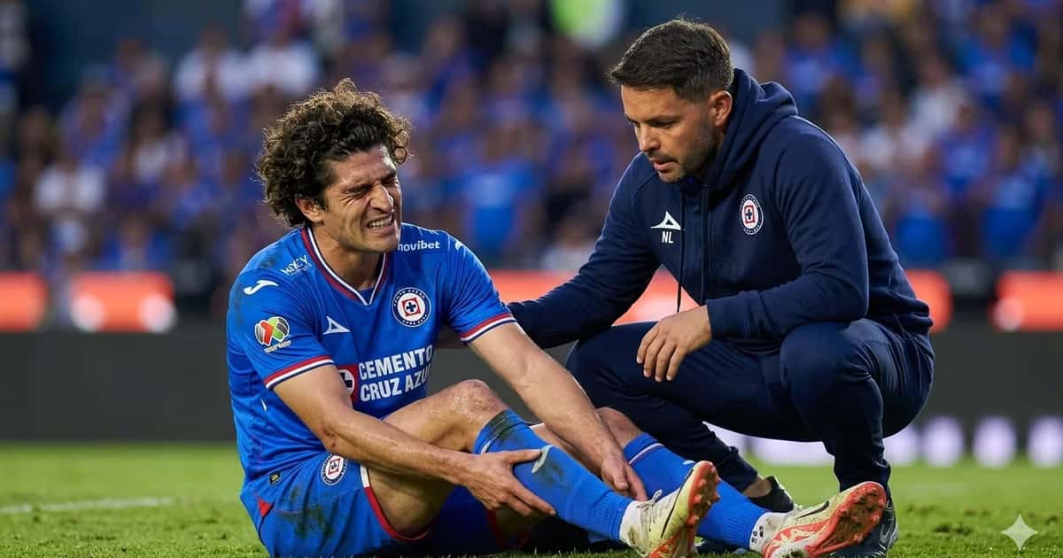 Ilustración digital de Nico Ibáñez lesionado y Larcamón preocupado