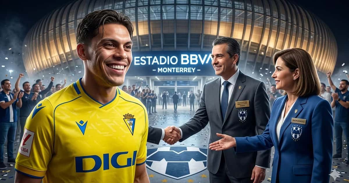 Ilustración digital de Brian Ocampo llegando a Monterrey