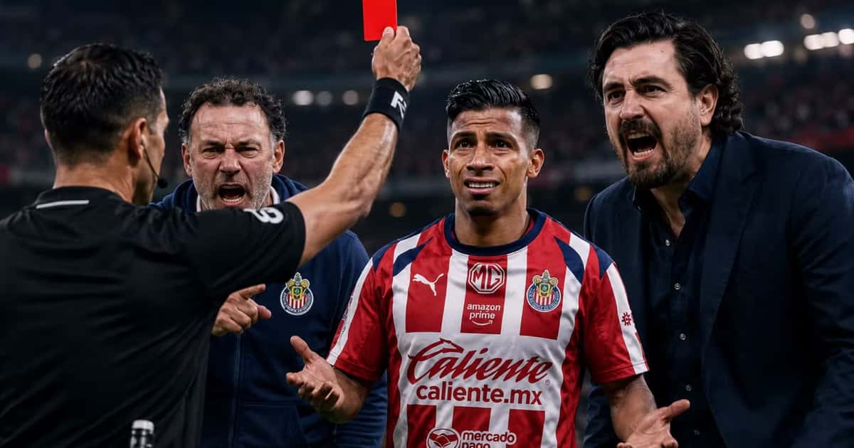 Ángel Sepúlveda fue expulsado después de que el árbitro revisó la jugada en el VAR.