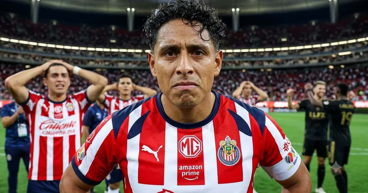 Luis Romo decepcionado con jugadores de Chivas soprendidos detrás y jugador de Los Ángeles Fc