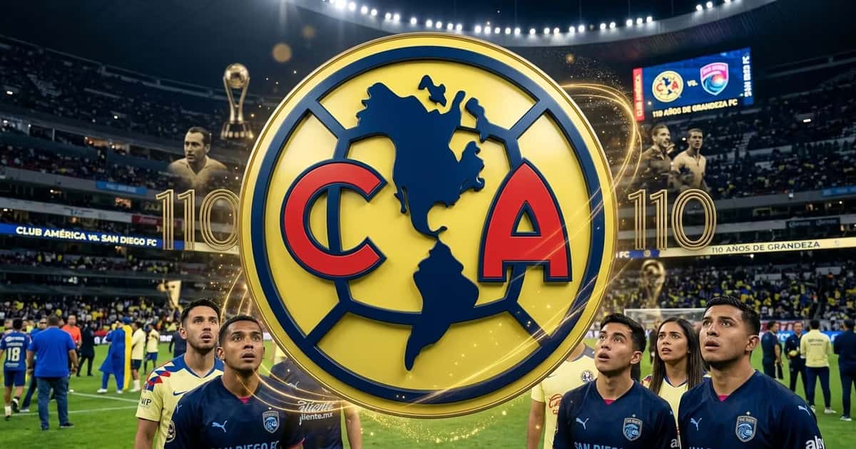 Escudo de Club América y jugadores de San Diego FC admirando