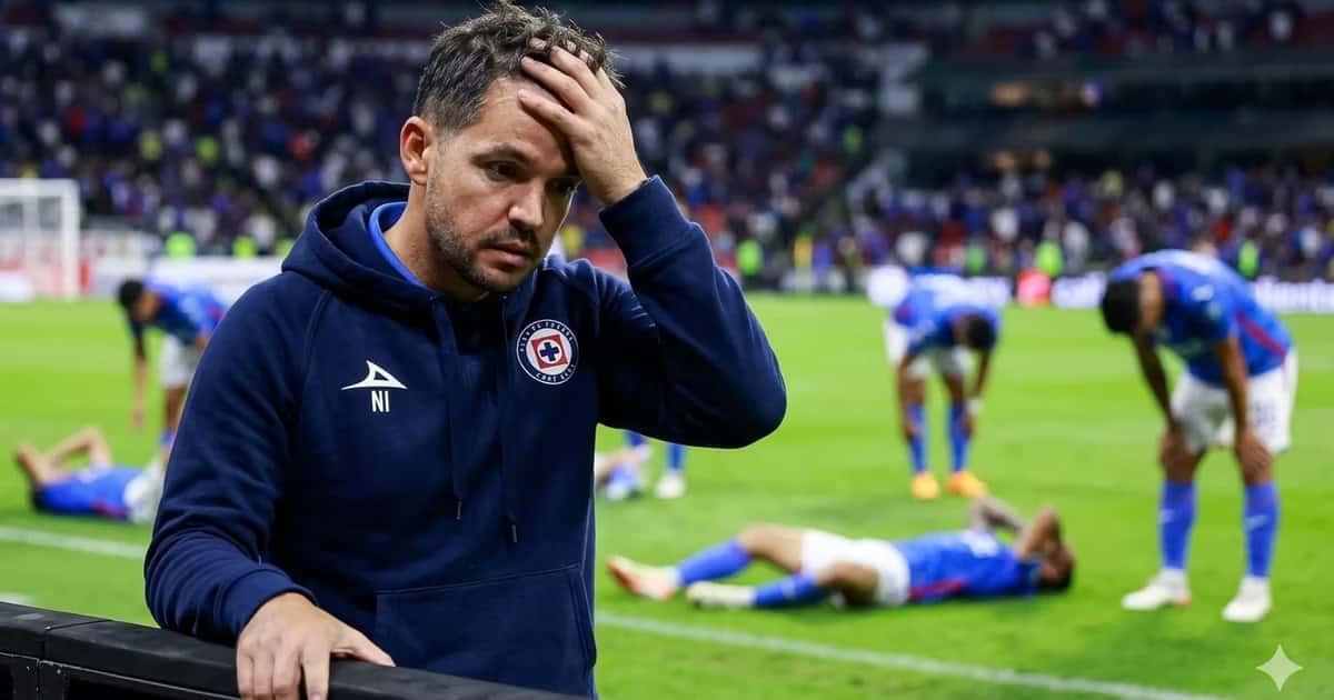 Ilustración digital de Nicolás Larcamón tras del partido entre Cruz Azul y Xolos