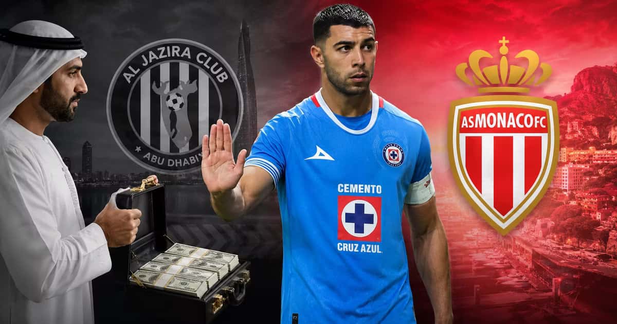 Erik Lira rechazando a un jeque arabe de Al Jazira y a su derecho el logo del As Monaco