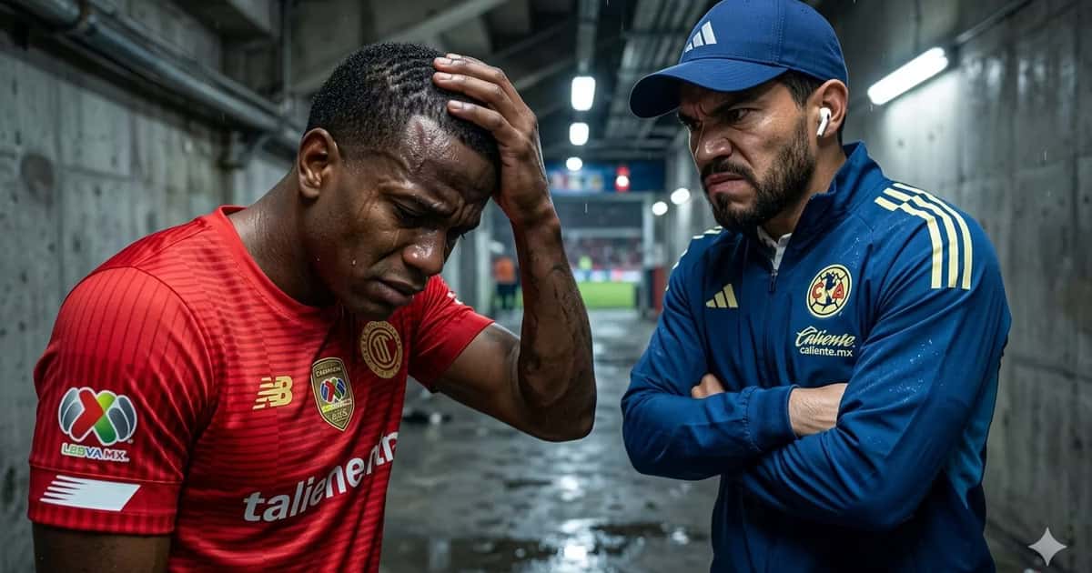 Ilustración digital de Helinho triste y Henry Martín enojado tras el América vs Toluca
