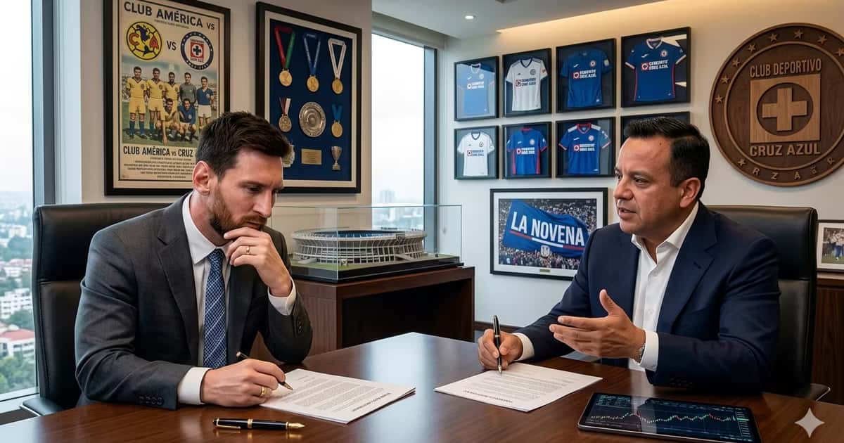 Ilustración digital de Lionel Messi con Víctor Velázquez